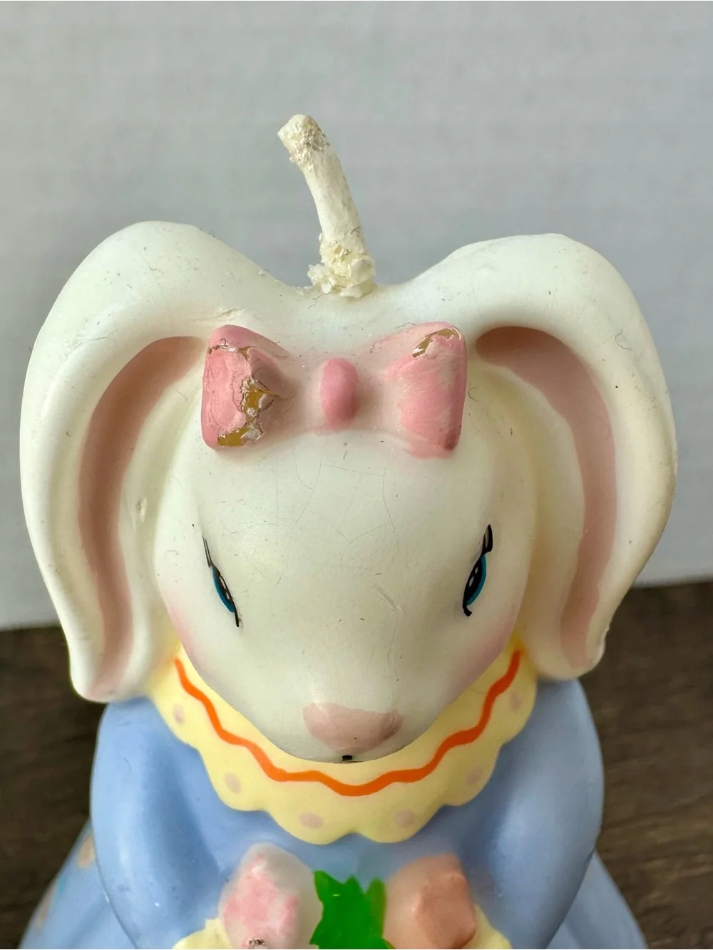 Vintage Easter Bunny Wax Candles Set of 2 Pastel Dress Unburned Retro Kitsch